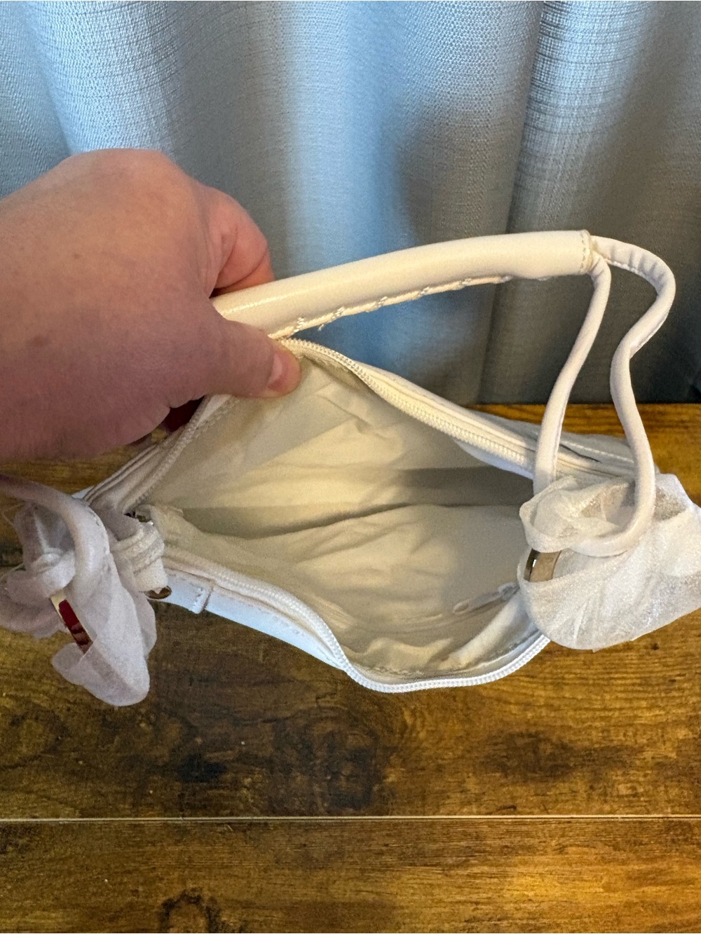 New! White Crescent Studded Shoulder Bag / Purse. - Picture 8 of 10